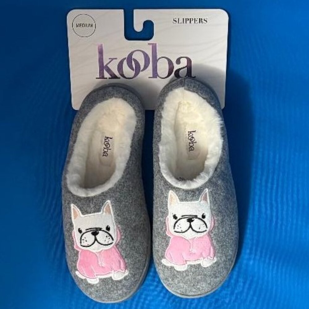 NWT & GREAT GIFT KOOBA FRENCHIE FRENCH BULLDOG SLIPPERS M / MEDIUM 6 1/2 - 7 1/2 - Picture 3 of 13